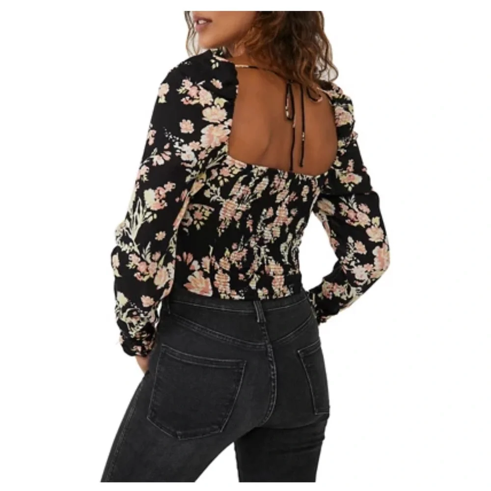 FREE PEOPLE | Hilary Printed Top in Black Combo
